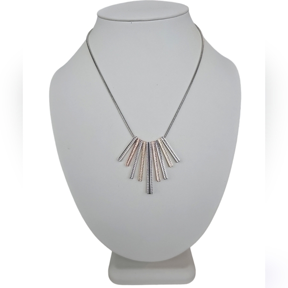 The Limited Reversible Fringe Necklace In Silver, Gold, Rose Gold and Rhinestone - Picture 2 of 5